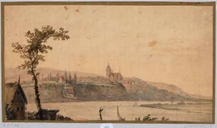 Blick über die Elbe nach Westen auf Briesnitz bei Dresden mit dem Belvedere und der Kirche