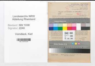 Entnazifizierung Karl Vorndieck , geb. 15.06.1890 (Uhrmacher)