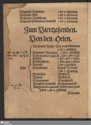 Zum Viertzehenden. Von den Oelen
