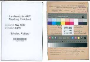 Entnazifizierung Richard Schaller , geb. 12.07.1903 (Klempner)