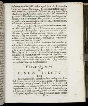 Caput Quintum de Fine & Effectu.