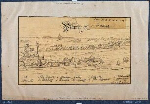 Plauen bei Dresden, Vorzeichnung für ein Blatt in Bergblumen, illustrierte Heimatkundeblätter des Gebirgsvereins Sächsische Schweiz, nach Dilich