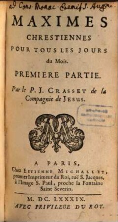 Maximes chréstienne pour tous les jour du mois