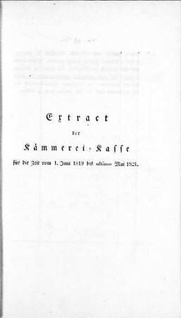 Extract der Kämmerei-Kasse