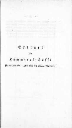 Extract der Kämmerei-Kasse