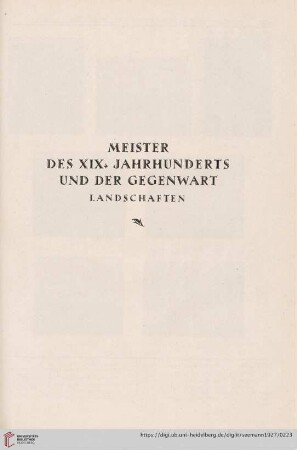 Meister des XIX. Jahrhunderts und der Gegenwart. Landschaften