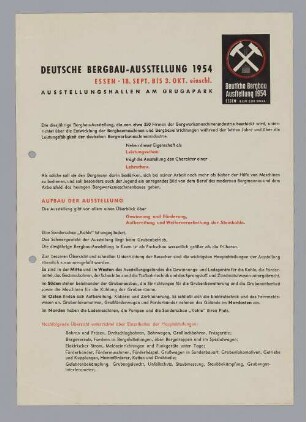 "DEUTSCHE BERGBAU-AUSSTELLUNG 1954"