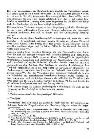 1. Tatbestandsmerkmale des 'berufsmäßigen' Diebstahls