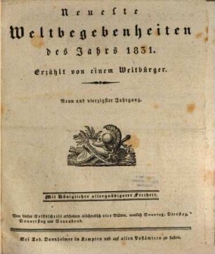 Neueste Weltbegebenheiten : d. Jahrs ... 1831 = Jg. 49