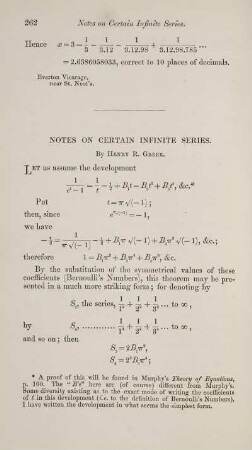 Notes on certain infinite series.