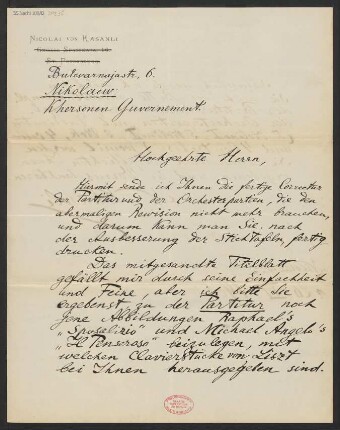 Brief an B. Schott's Söhne : 26.06.1901