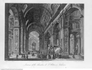 Raccolta delle principali vedute di Roma disegnate al vero ed incise da Domenico Amici Romano, Tafel (2): Interno della Basilica di S. Pietro in Vaticano