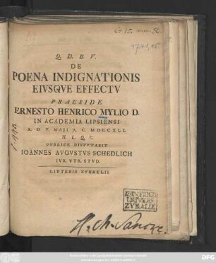 De Poena Indignationis Eivsqve Effectv