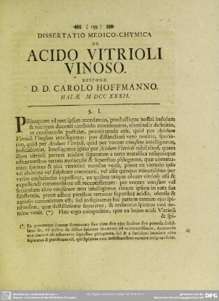 Dissertatio Medico-Chymica De Acido Vitrioli Vinoso