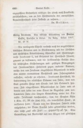 680-684 [Rezension] Cassel, Paulus, König Jerobeam