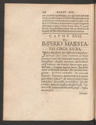 Caput XVII. De Imperio Maiestatis Circa Sacra.