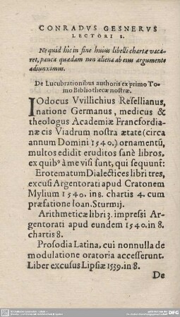 De Lucubrationibus authoris ex primo Tomo Bibliothecae nostrae.