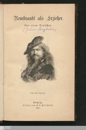 Rembrandt als Erzieher : von einem Deutschen