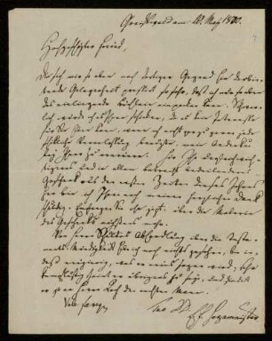 4: Brief von Emanuel Friedrich Hagemeister an Gustav Hugo. Greifswald, 20.5.1800
