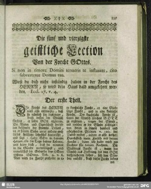 Die fünf und vierzigste geistliche Lection Von der Forcht Gottes