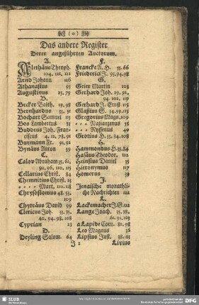 Das andere Register Derer angeführten Auctorum