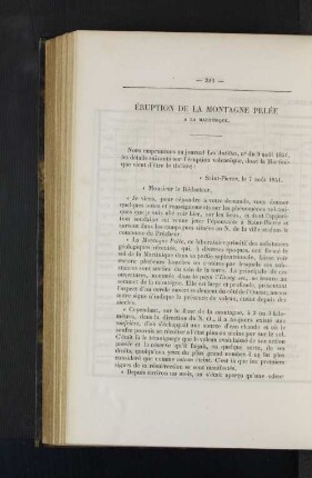 Éruption De La Montagne Pelée.
