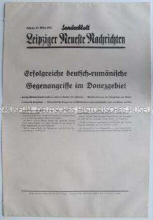 Sonderblatt der "Leipziger Neuesten Nachrichten" zum Kriegsverlauf an der Ostfront