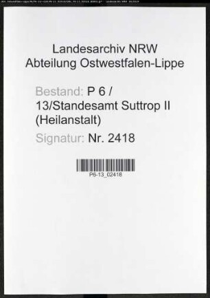 Sterberegister Standesamt Suttrop II