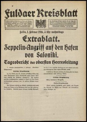 Erste Ausgabe vom Dienstag, den 01. Februar 1916.