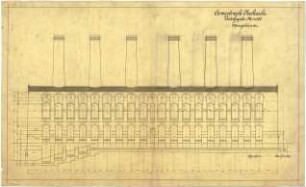 Billing, Hermann; Diedesheim - Neckarelz; Portland - Zementwerke - Ofengebäude, Fassade Front (Ansicht; Schnitt)