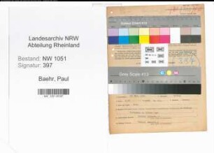 Entnazifizierung Paul Baehr , geb. 18.11.1889 (Landwirt)