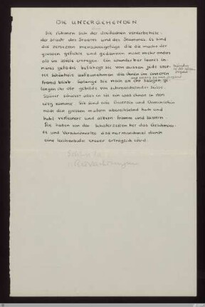 [Tage und Taten] - [Handschrift] - Die Untergehenden - StGA-George I,1711 : [SW XVII: keine Sigle]; [SW XVII, S. 71/126]
