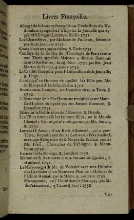Livres Francoises.
