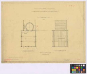 Curslack(Hamburg): Hennig Heitmann, Curslack Nummer 139, jetzt: Hennig Rieck, Hausdeich Nummer 210. Backofen [Backhaus] (Grundriss des Erdgeschosses, Grundriss des Dachgeschosses)