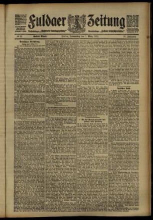 Erste Ausgabe vom Donnerstag, den 07. März 1912.