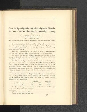 Über die hydrolytische und elktrolytische Dissociation des Aluminiumbromids in wässeriger Lösung.