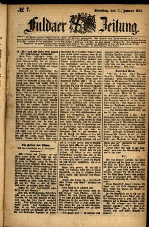 Ausgabe vom Dienstag, den 11. Januar 1881.