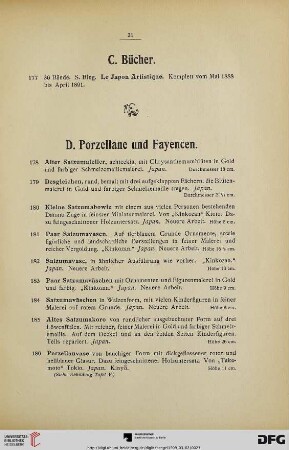 D. Porzellane und Fayencen (Nr. 178-245)
