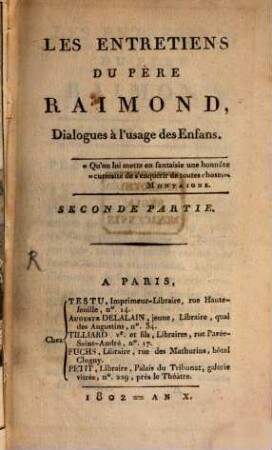 Entretiens du pere Raimond : dialogues à l'usage des Enfans, 2
