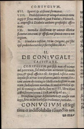 II. De Conivgali Castitate.