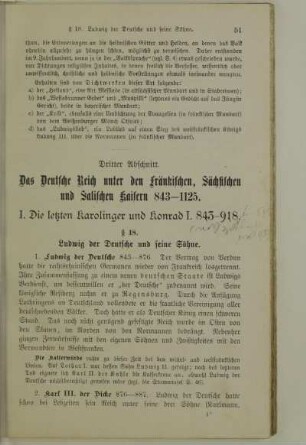 Dritter Abschnitt. Das Deutsche Reich unter den fränkischen, sächsischen und salischen Kaisern 843-1125