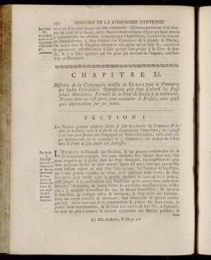 Chapitre XI. Histoire de la Compagnie établie en Suede pour le Commerce des Indes Orientales.