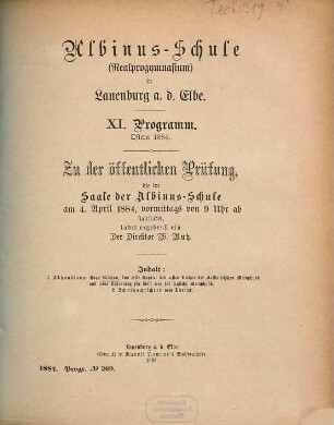 Programm. 11. 1883/84
