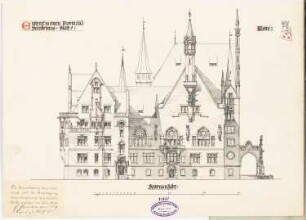 Provinzial-Ständehaus Schinkelwettbewerb 1897: Fassade von S. Ansicht 1:200