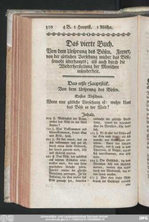Erster Abschnit. Wenn eine götliche Vorsehung ist : woher kömt das Böse in der Welt?