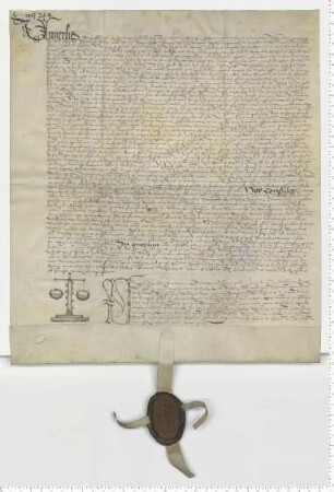 Propst Johannes Koller zu St. Johannis anerkennt eine transsumierte Urkunde der Ratsmannen von 1334 Juli 21, betreffend Memorien und Sülzrenten. Notar Theod. Wegener [lat].