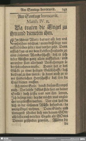 Am Sontage Invocavit. Matth. IV, 11