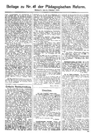 Einfache Rechtschreibung : Beilage zu Nr. 41 der Pädagogischen Reform