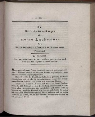 XV. Kritische Bemerkungen über meine Laubmoose.