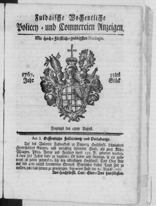 35tes Stück, Ausgabe vom 28. August 1767